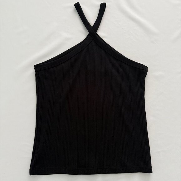 A.N.A. A New Approach Tops - a.n.a. Black Crossover Halter Top Size L